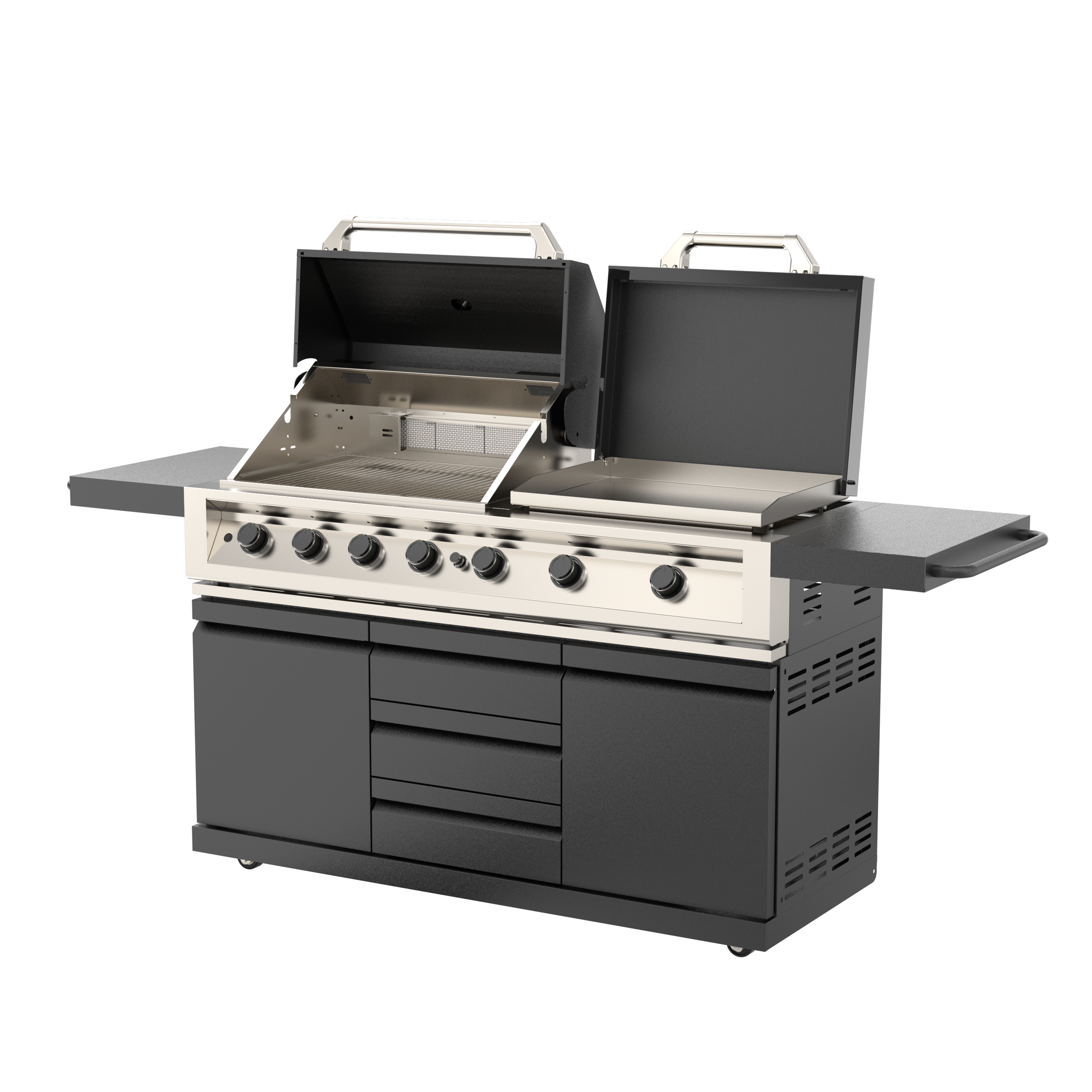 GLENEAGLE GIANT 7 Burner Propane Gas Grill & Convertible Flat-Top Griddle Outdoor Cooking System | GE-G421B