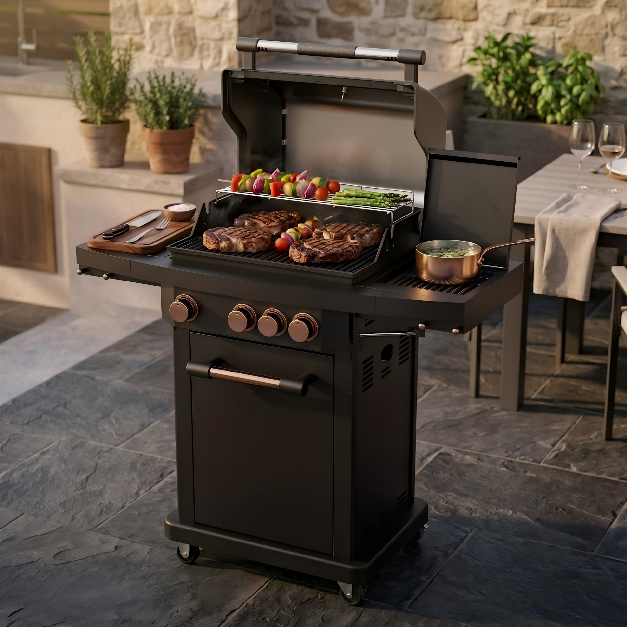 GLENEAGLE FALCON 3+1 Burner Propane Gas Grill w/ Infrared Side Sear Burner | GSF-2217-2